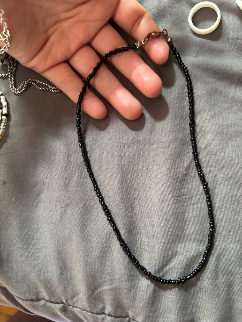 Handmade Black Beaded Necklace - Classic Women's Jewelry
